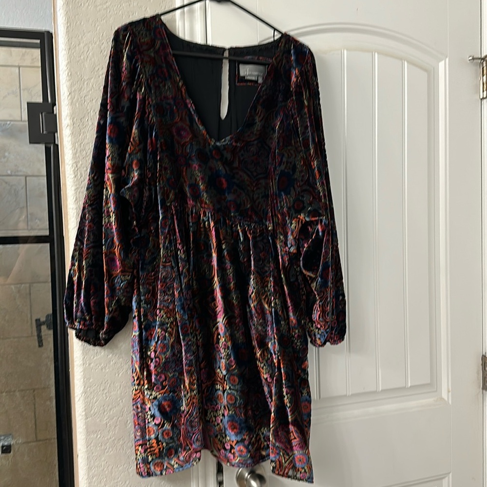 Anthropologie Velvet babydoll dress